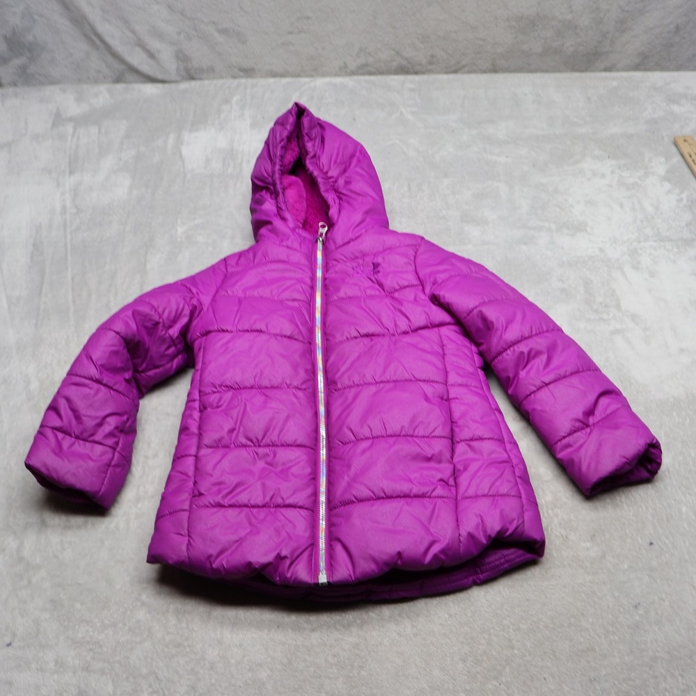 Under Armour Jacket Girls 4 Purple Hooded Insulated Quilted Fleece Lined Puffer